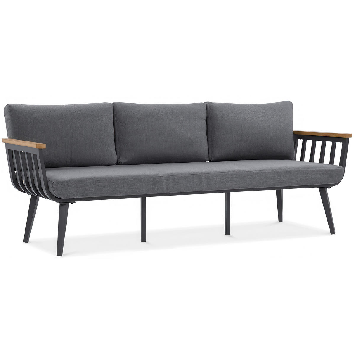 GARTENSET Nova mit Sofas Sessel und Kaffeetisch, für 5 Personen, Metallbeine, Grau - Grau, Metall - Beautysofa