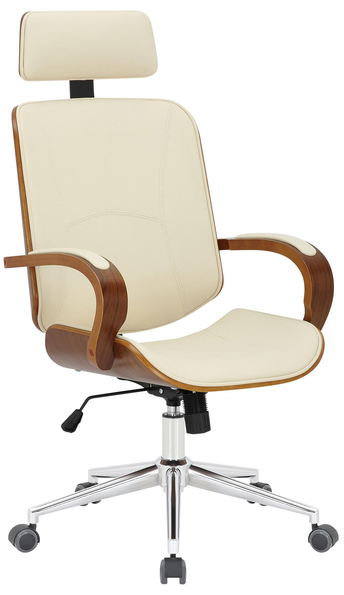 DREHSTUHL Lederlook Walnuss/Creme - Walnussfarben/Creme, Textil/Metall (70/118/70cm) - CLP