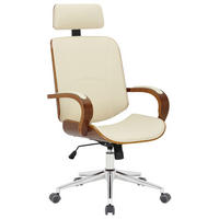 DREHSTUHL Lederlook Walnuss/Creme - Walnussfarben/Creme, Textil/Metall (70/118/70cm) - CLP