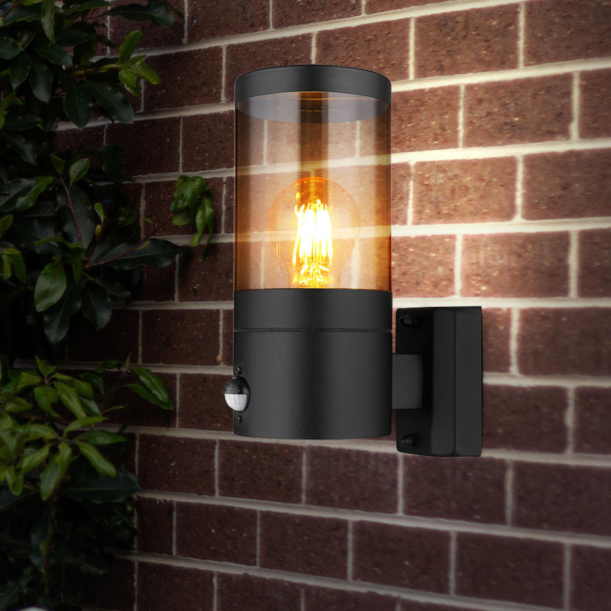 LED AUSSEN-WANDLEUCHTE Edelstahl Schwarz - Schwarz, Kunststoff (10.2/24.5/17cm) - Globo Lighting