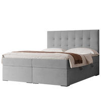 BOXBETT IMPERIAL 160/200 cm, in Hellgrau, mit Matratze und Topper - Hellgrau, Holzwerkstoff/Textil (160/200cm) - Idohome
