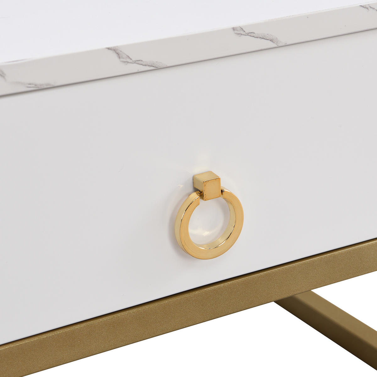 COUCHTISCH Weiß Gold 2er-Set 60/60/45 cm 50/50/34 cm - Weiß, Holzwerkstoff (60/60/45cm) - PANGIVO