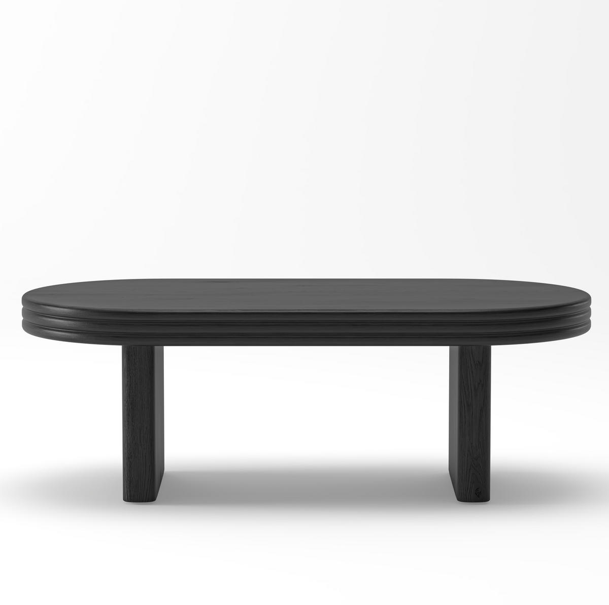 COUCHTISCH 120/60/41.5 cm schwarz aus MDF mit Holzfurnier und ovaler Form - Schwarz, Holzwerkstoff (120/60/41.5cm) - OKMYHOME
