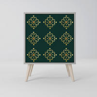 SIDEBOARD ROYAL MEDALLION, Grau, 57,5x42x77,5 cm, Schräge Buchenholzfüße - Buchefarben/Multicolor, Holzwerkstoff/Buchenholz (57.5/77.5/42cm) - SpaceRebels
