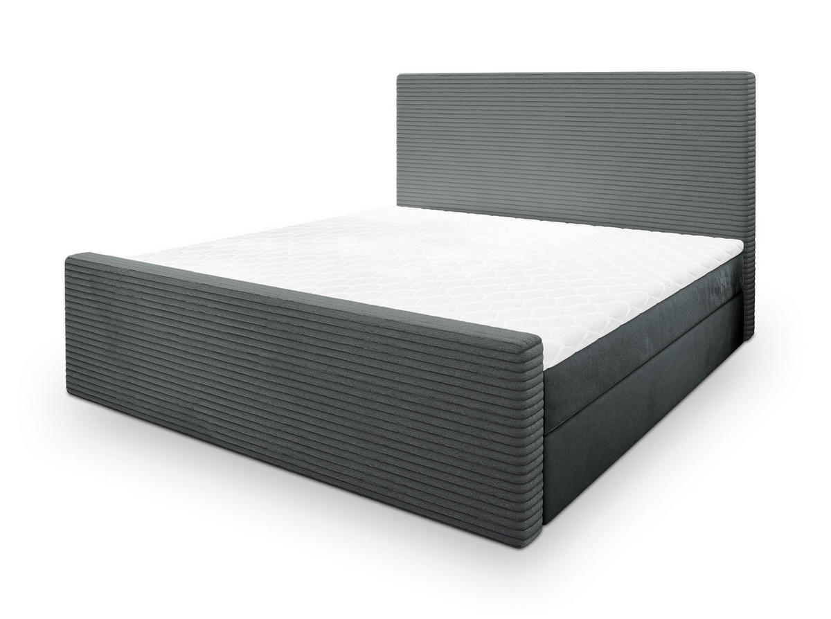 POSTEL BOXSPRING ALORIA 160x200 cm, s matrací a úložným prostorem, šedá - šedá, kompozitní dřevo/textil (160/200cm) - MASSENO