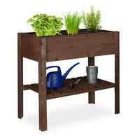 HOCHBEET - Dunkelbraun, Holz (88/80/43.5cm) - Relaxdays