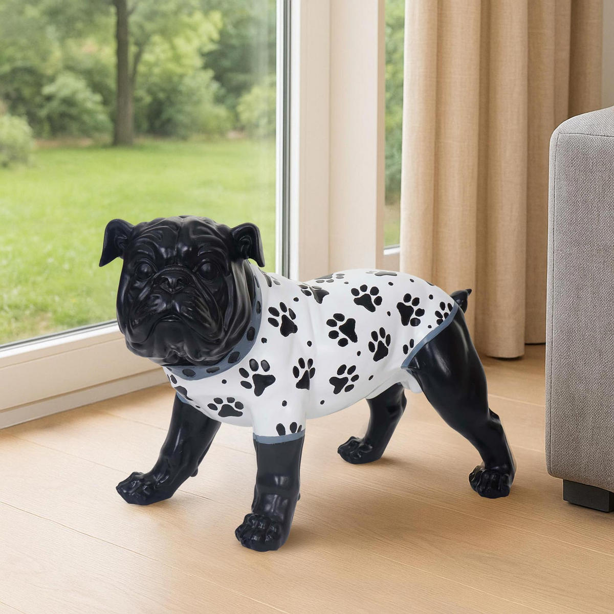 DEKO FIGUR BULLDOGGE Schwarz - Schwarz, Stein (21/25/19cm) - MCW