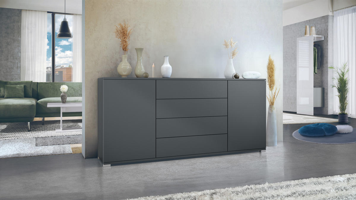 SIDEBOARD Santo Anthrazit matt - Anthrazit, Holzwerkstoff (166.5/75.5/35cm) - Vladon