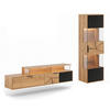 WOHNWAND Tirano 2er-Set Eiche Natur / Schwarz / Hirnholz - Eichefarben/Multicolor, Holz/Metall (243/142/39cm) - Feldmann-Wohnen