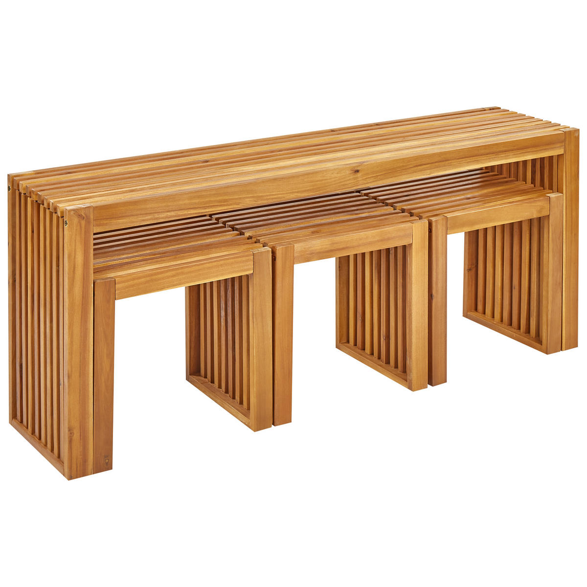 GARTENMÖBEL SET 3-Sitzer Akazienholz hellbraun 4-teilig Bellano - Hellbraun, Holz - Beliani