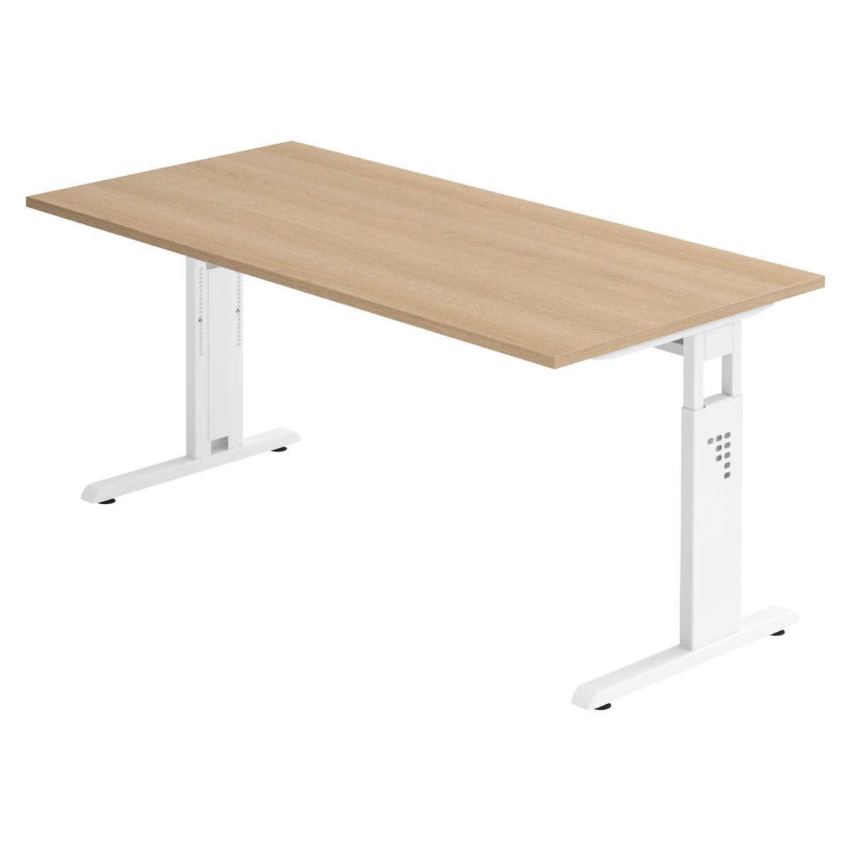 SCHREIBTISCH Serie-O 80/160/74 cm in Eichefarben/Weiß - Eichefarben/Weiß, Holzwerkstoff (80/160/74cm) - bümö