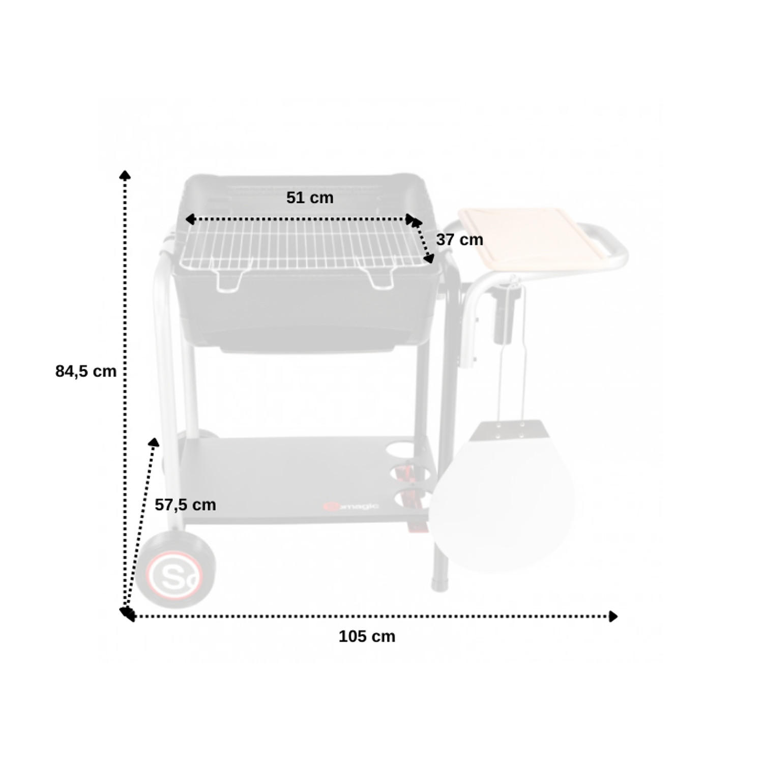 HOLZKOHLEGRILL Roma Schwarz - Schwarz, Metall (106.5/84.5/106.5cm) - Somagic