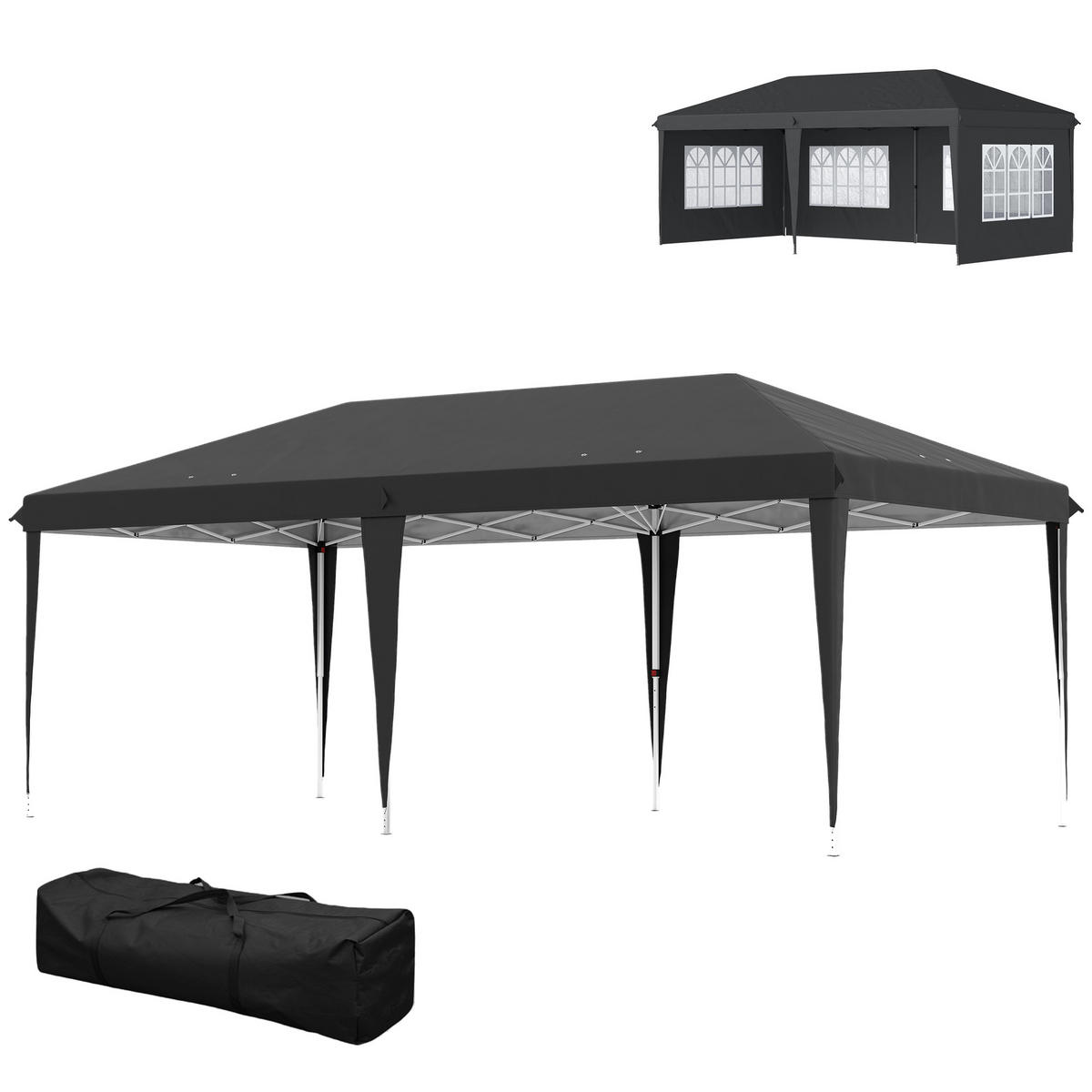 PAVILLON DE-14039 3/6 m, 3 Seiten abnehmbar Schwarz - Schwarz, Textil (295/270/585cm) - ComfortXL