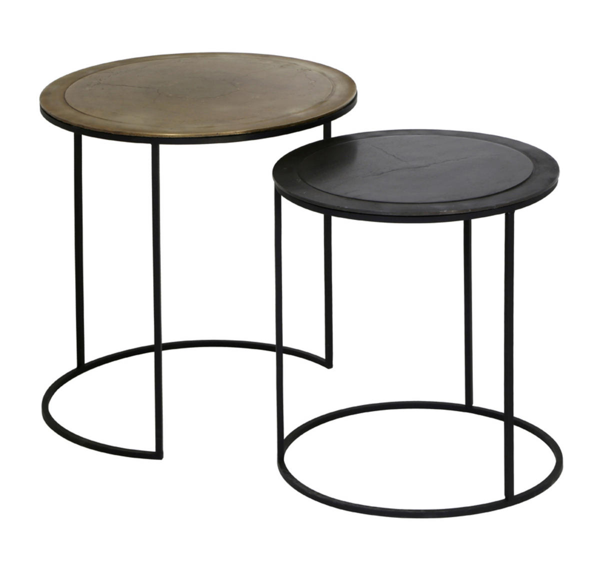BEISTELLTISCH Talca Bronze Ø49/52 cm 2er-Set - Schwarz/Bronzefarben, Metall (49/49/50.5cm) - Light & Living