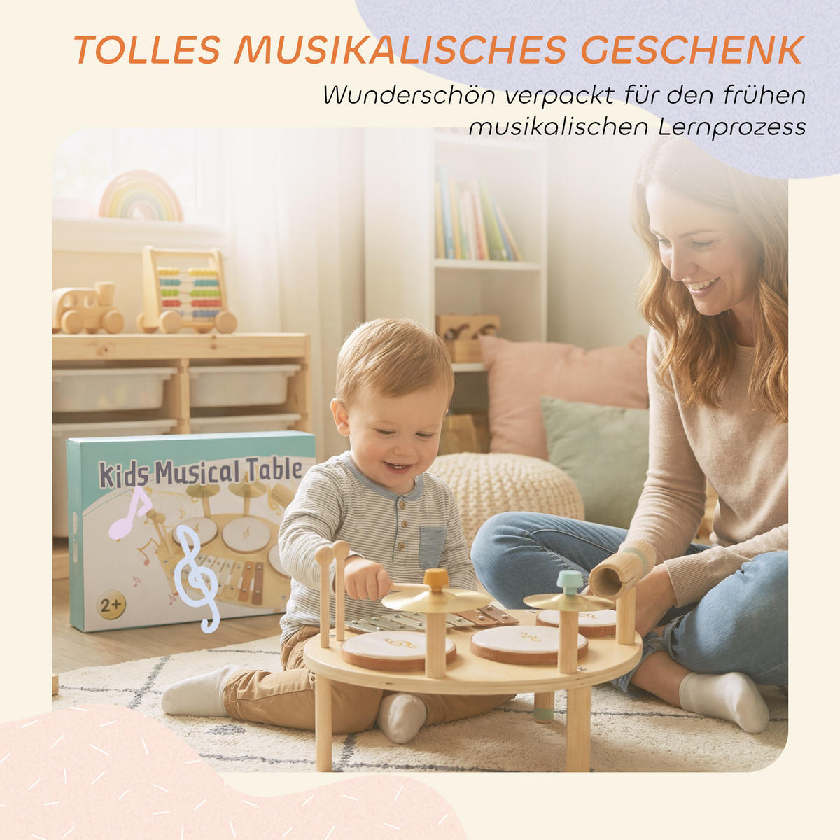 SCHLAGZEUG Mehrschichtenplatte Naturholz - Naturfarben, Holzwerkstoff (28.5/23/39.5cm) - AIYAPLAY
