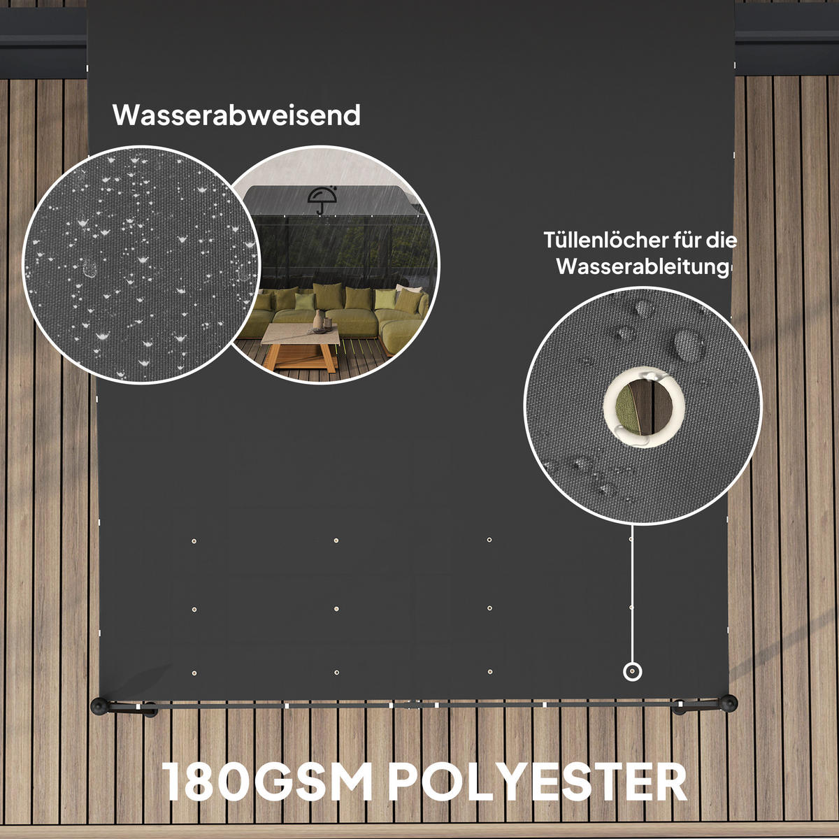 ANBAUPAVILLON Pergola mit Dach - Dunkelgrau, Metall (298/250/248cm) - Outsunny