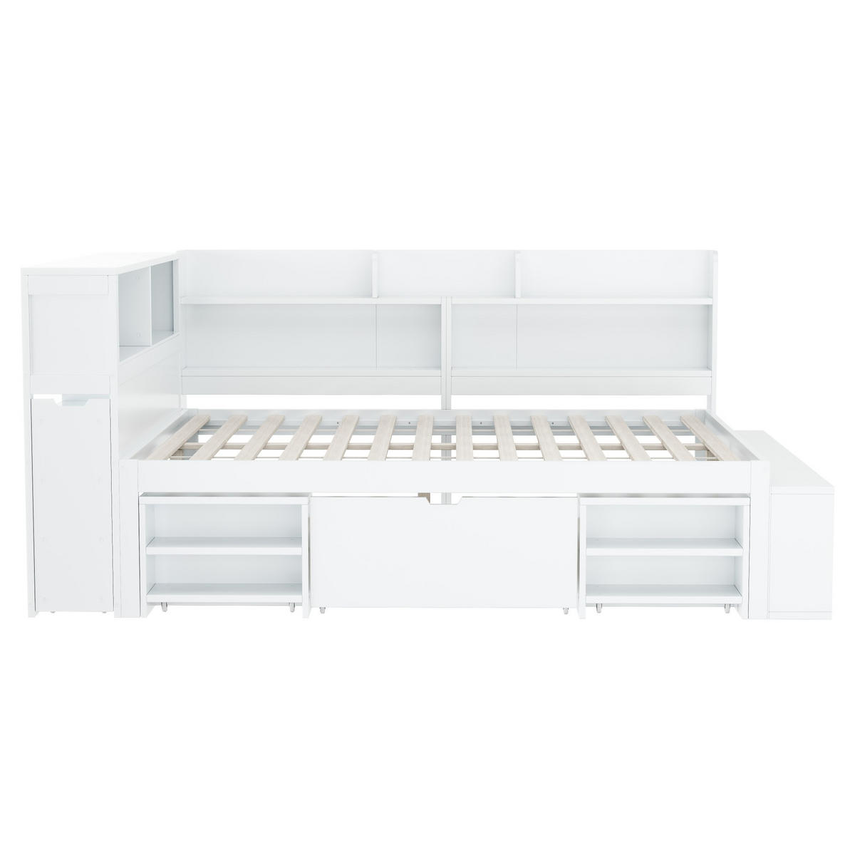 KINDERBETT 140x200cm Weiß Mit Schubladen Bücherregal & Schrank - Weiß, Holzwerkstoff (140/200cm) - FLIEKS