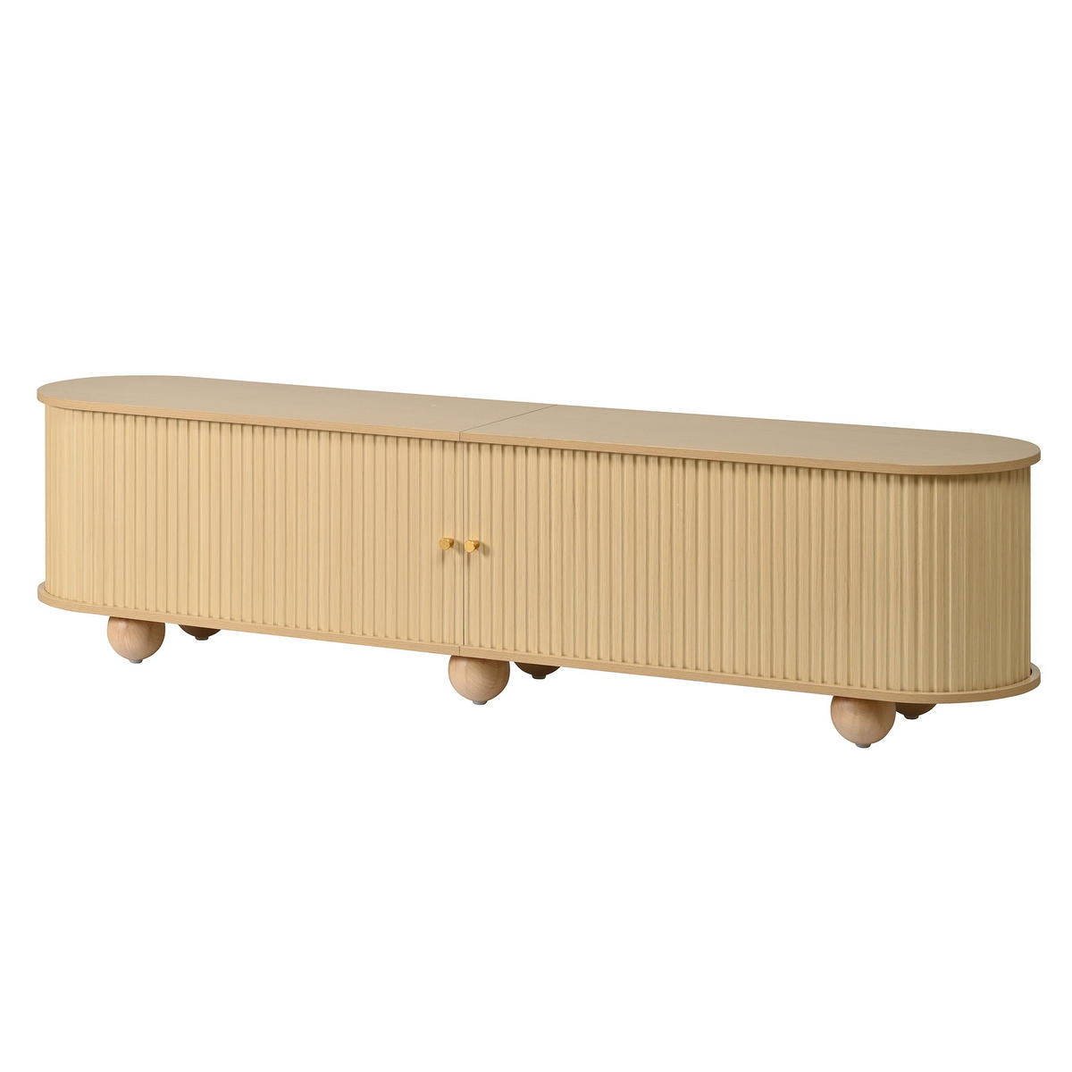 COUCHTISCHSET TV-Schrank MDF Schiebetüren Relief Schwarz - Naturfarben, Holzwerkstoff (180/45/35cm) - FLIEKS