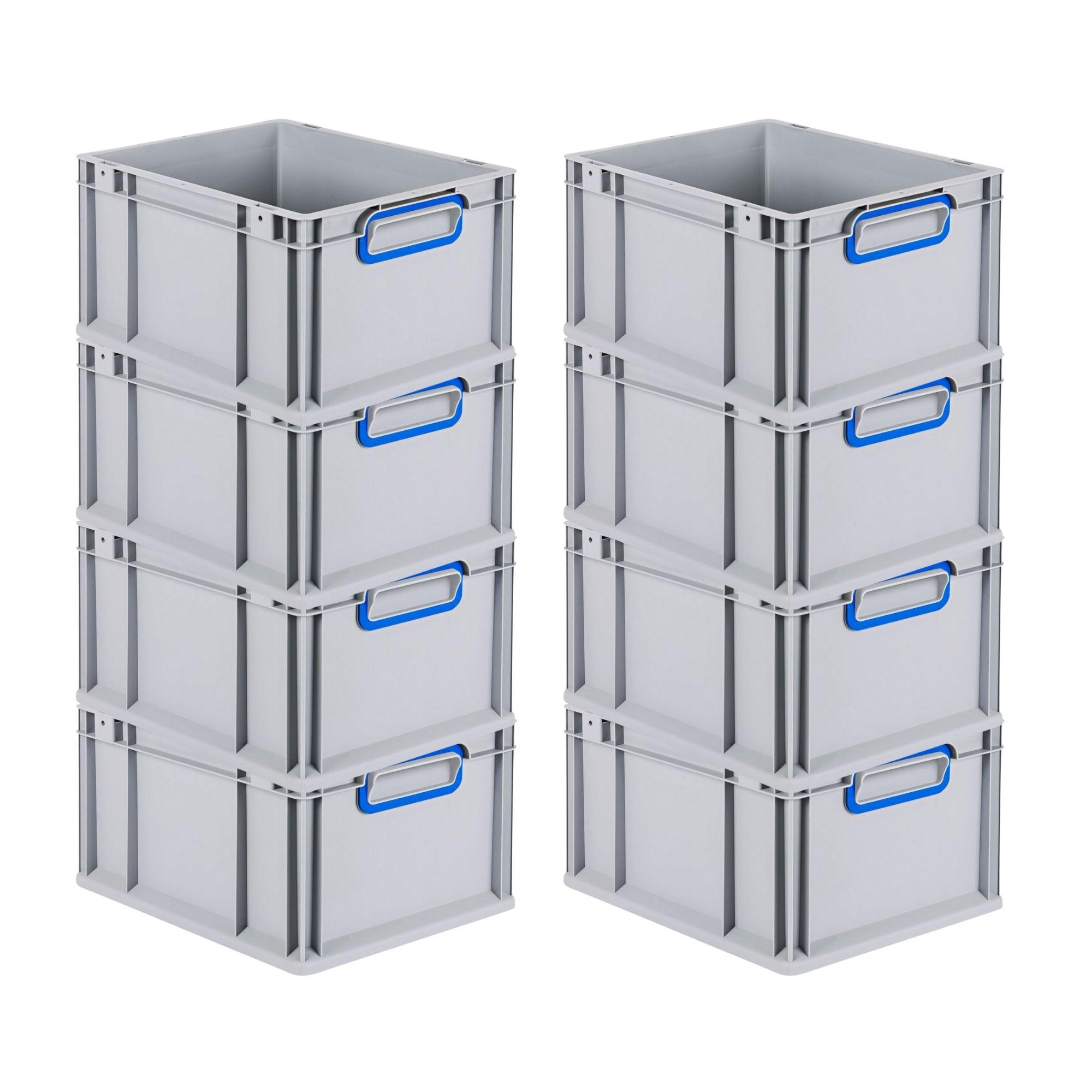 EUROBOX 8x Nextgen Color 22x30x40cm 20 Liter Griffe Blau Geschlossen - Blau, Kunststoff (30/22/40cm) - PROREGAL