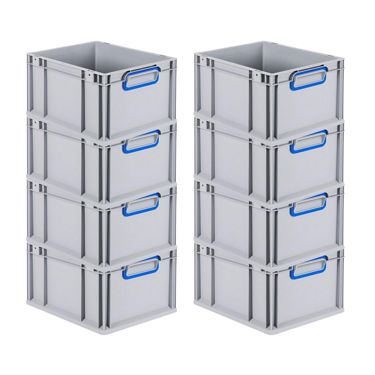 EUROBOX 8x Nextgen Color 22x30x40cm 20 Liter Griffe Blau Geschlossen - Blau, Kunststoff (30/22/40cm) - PROREGAL