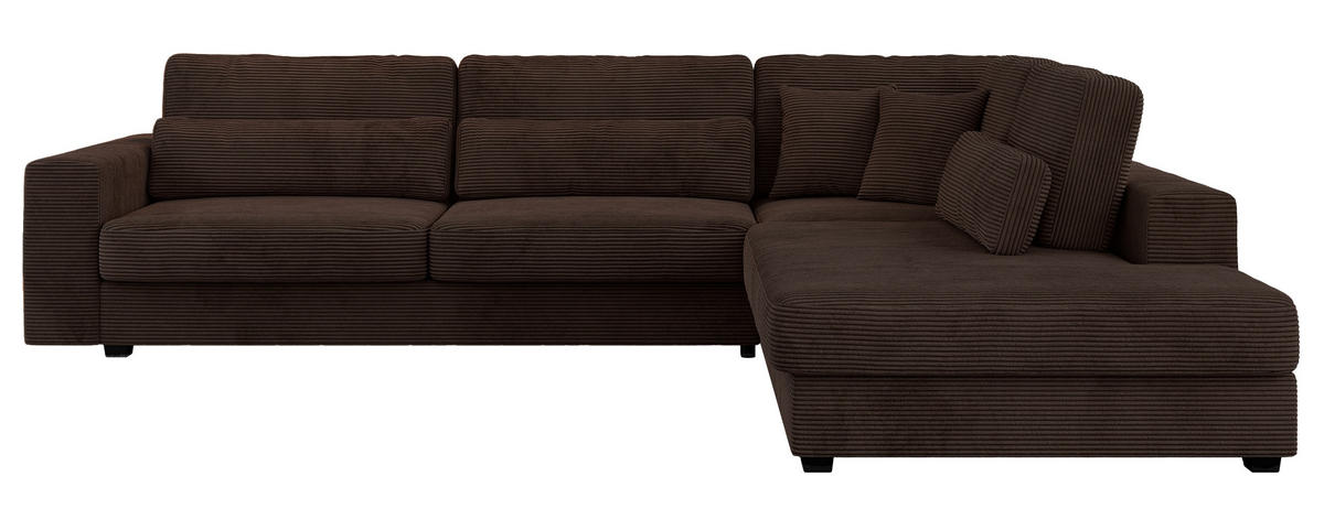 ECKSOFA Savona Braun Cord - rechts - Schwarz/Braun, Kunststoff/Textil (249/316cm) - MKS