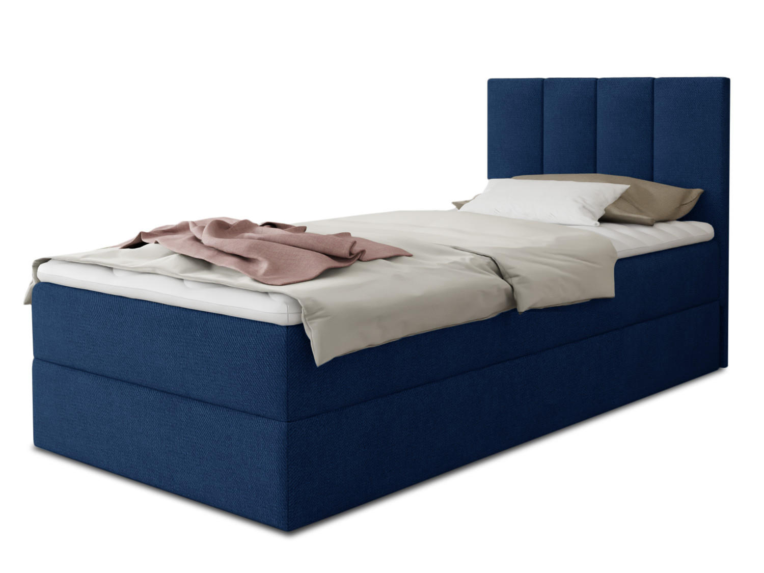 BOXBETT Star Mini - 90x200 - Blau (Kronos 09, Velvet) - Blau/Schwarz, Holz/Holzwerkstoff (90/200cm) - Sofnet
