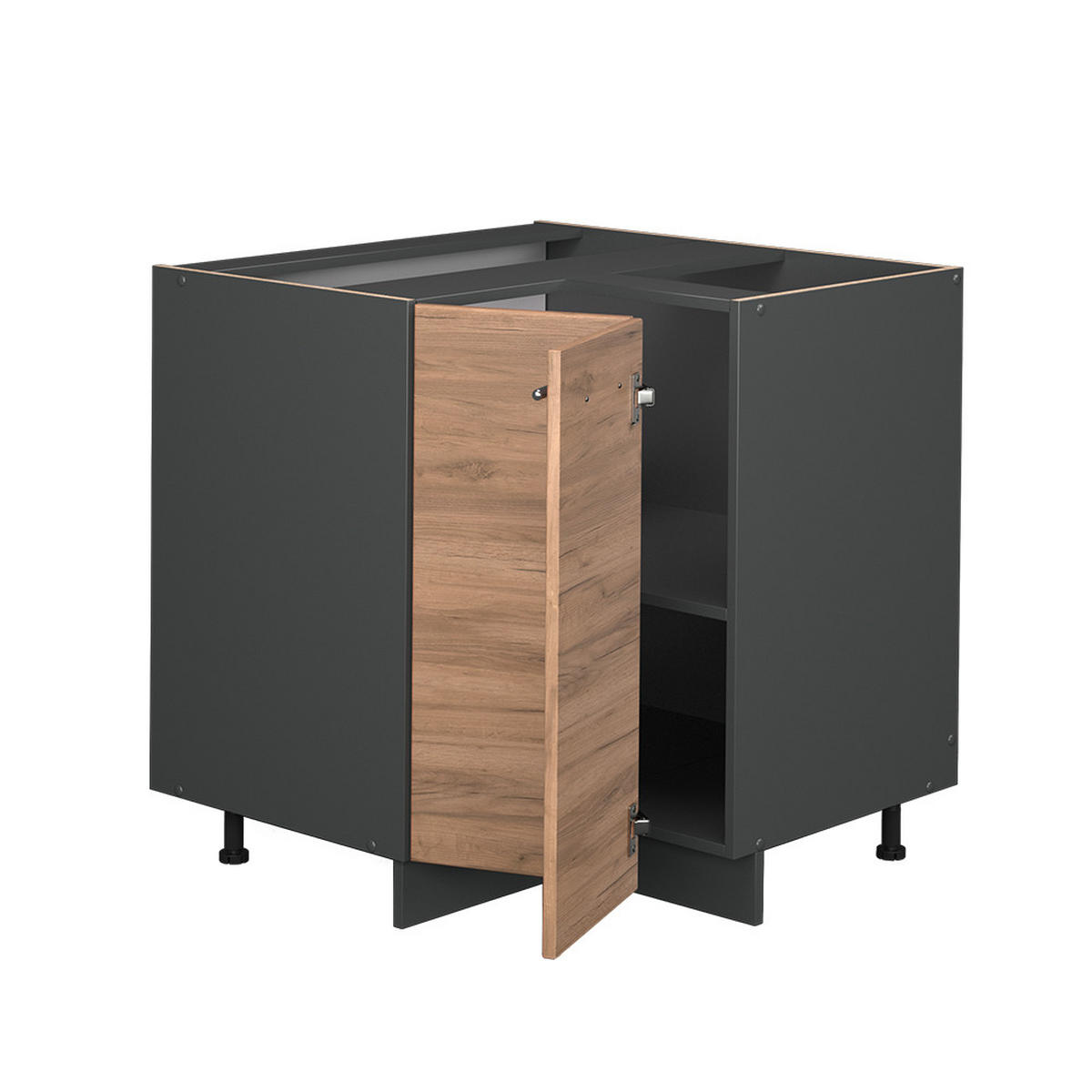 ECKUNTERSCHRANK Fame-Line Goldkraft Eiche 80.5 cm, AP Marmor - Anthrazit/Eiche Wotan, Holzwerkstoff (80.5/82/60cm) - Vicco