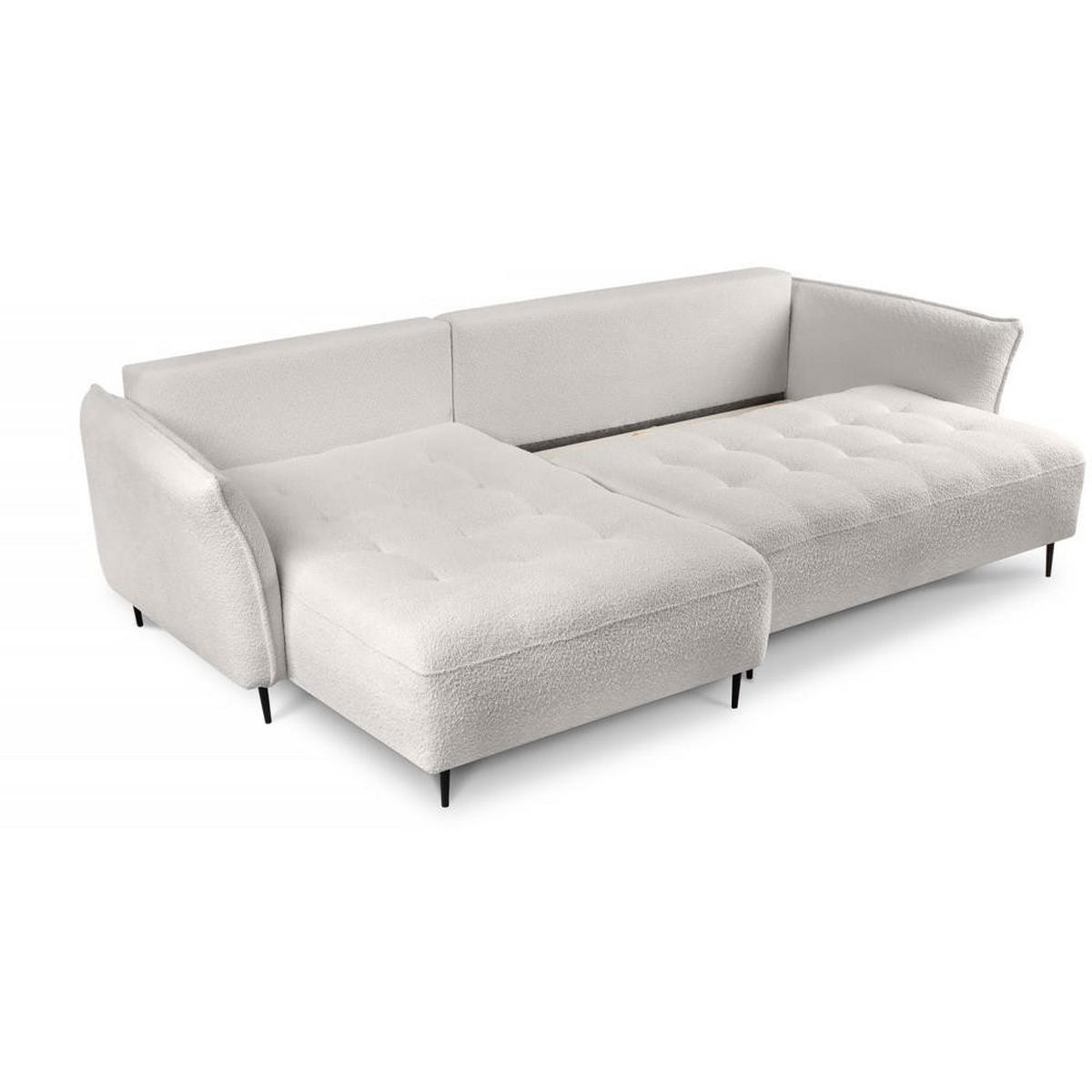 ECKSCHLAFSOFA Bari links beige - Beige/Schwarz, Textil (276/158cm) - Beautysofa