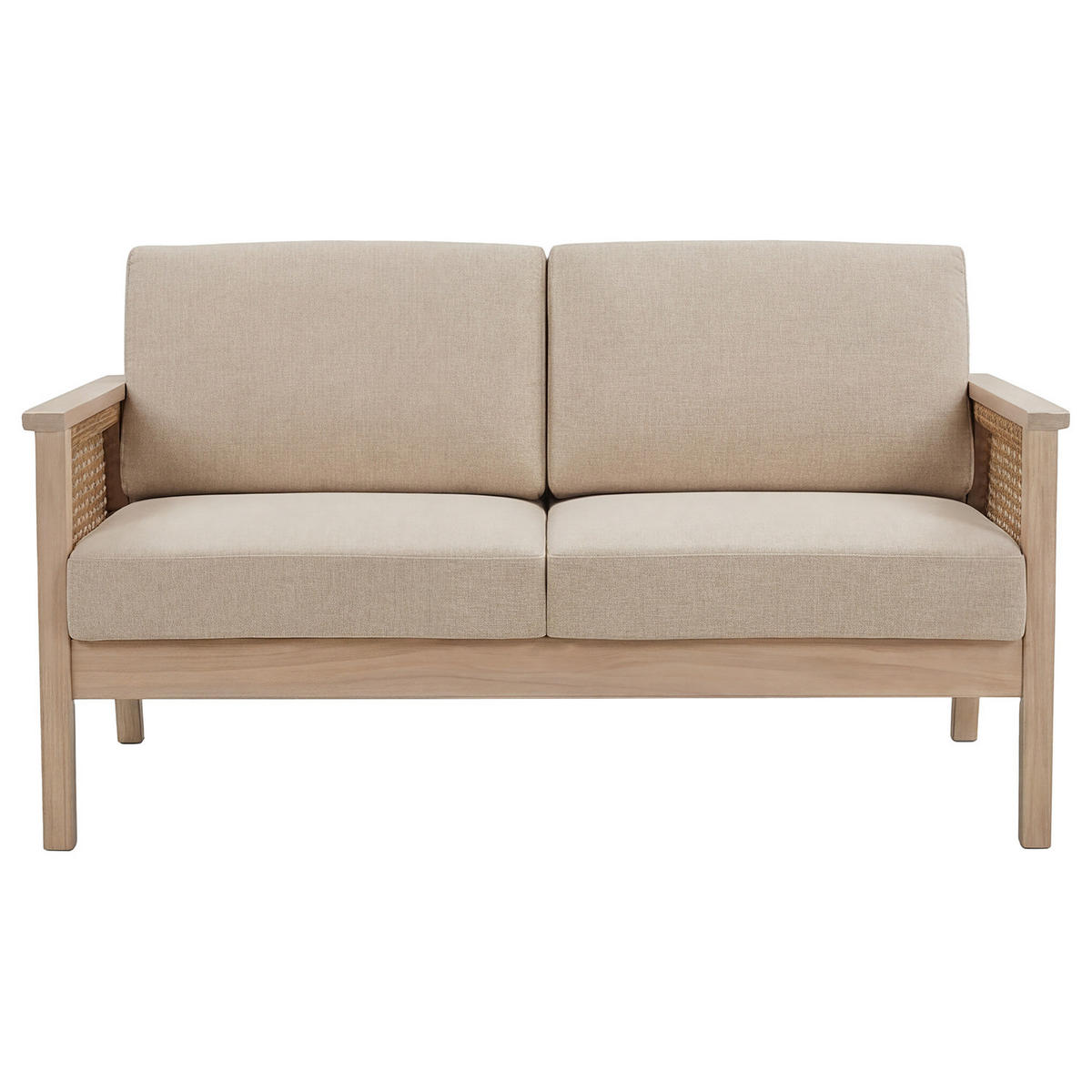 LOUNGESET - 4-teilig - Akazie massiv / Webstoff - Braun / Beige - Beige, Holz/Kunststoff - home24