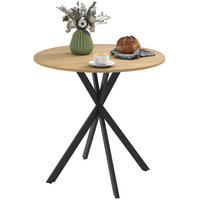 ESSTISCH DE-08457 X-Stahlbeine Ø80 cm Weiße Eiche+Schwarz - Eichefarben, Holzwerkstoff (80/80/75cm) - ComfortXL