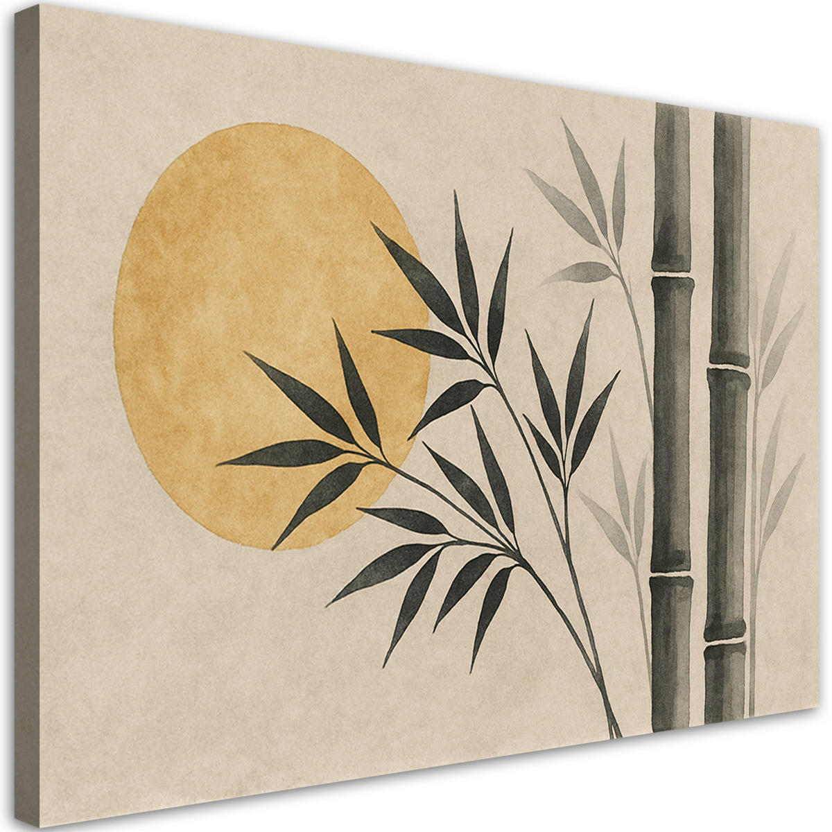 LEINWANDBILD Bambus Goldstaub Minimalismus Natur 120x80cm - Beige, Textil (120/80cm) - Feeby