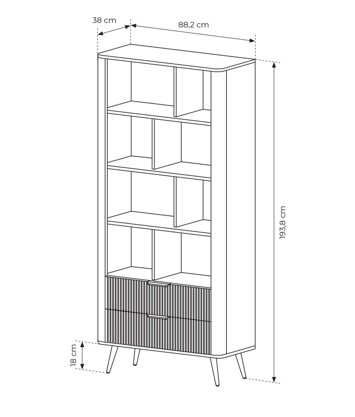 VITRINE LANTE Weiß 88x38x194 cm - Weiß, Holzwerkstoff (88/194/38cm) - FURNLUX