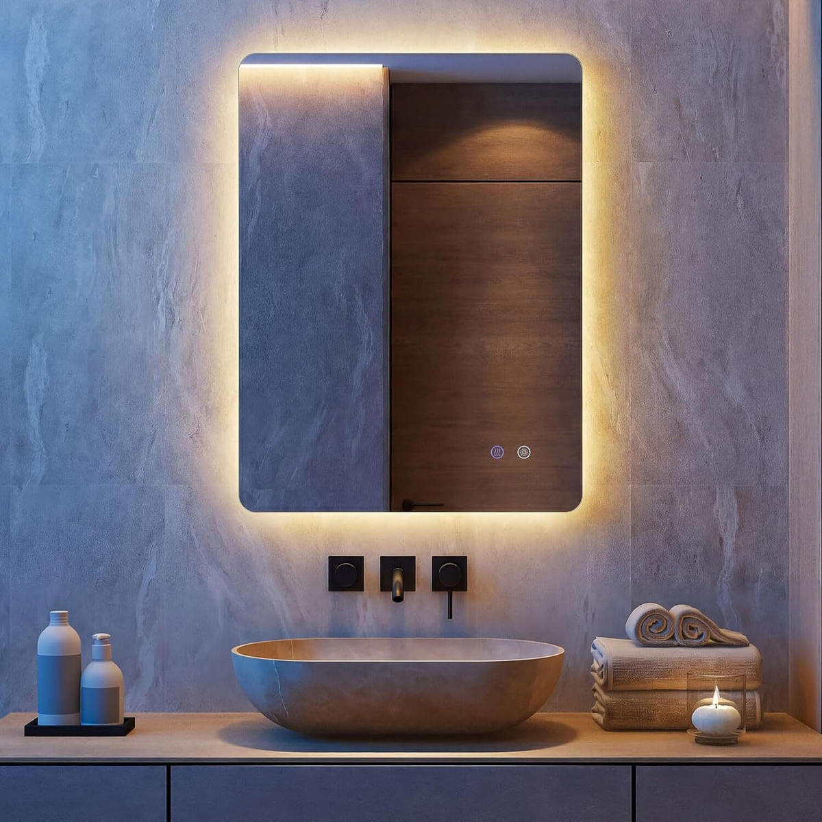BADEZIMMERSPIEGEL rechteck silber - Silberfarben, Glas (60/80/3cm) - COSTWAY