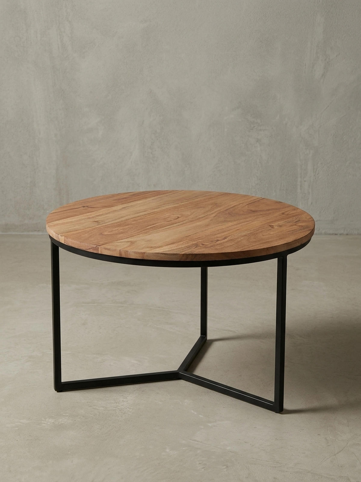 COUCHTISCH aus Akazienholz mit robustem Eisengestell und integriertem Stauraum - Beige/Schwarz, Holz/Metall (60/60/38cm) - KADIMA DESIGN