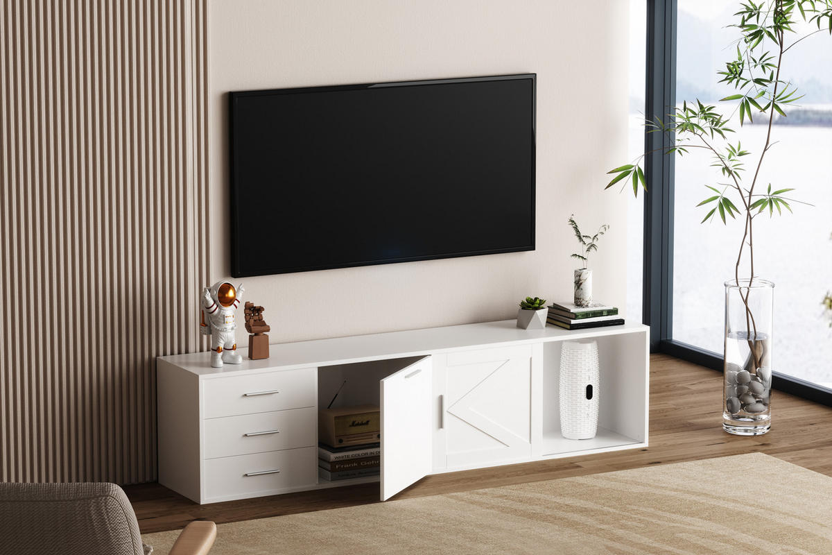 TV-SCHRANK in 180/45/35 cm - Weiß, Holzwerkstoff (180/45/35cm) - HOMAVO
