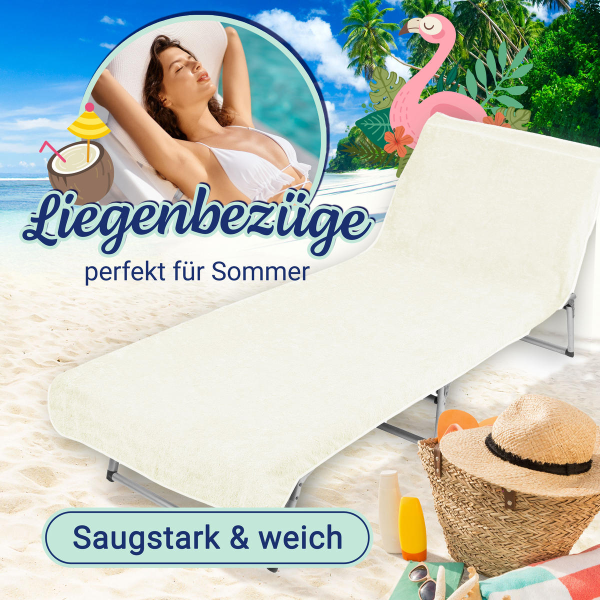 STRANDTUCH, 75x215 cm, 100% Baumwolle, Creme - Creme, Textil (75/215cm) - Zollner