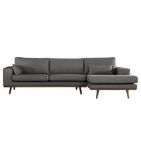 ECKSOFA mit Longchair - Eichefarben/Dunkelgrau, Eichenholz/Textil (281/153cm) - home24
