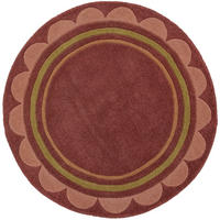 WOLLTEPPICH handgetuftet WENSUM, Scallop-Bordüre, Beerenrot, Ø 120 cm - Rot, Textil (120/120cm) - KADIMA DESIGN