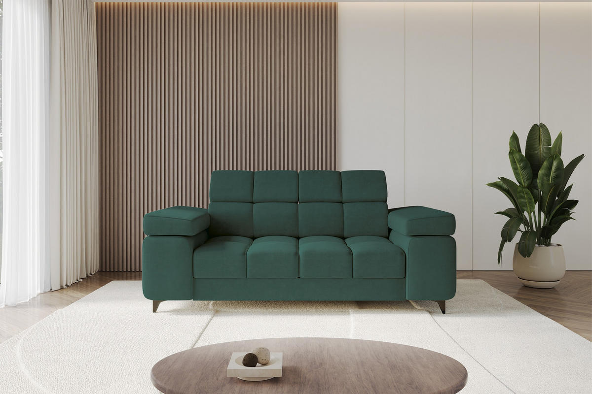 SOFA 2-Sitzer LORD-S1 194x97x90 cm Grün Samt - Grün, Holzwerkstoff/Textil (194/90/97cm) - ALTDECOR