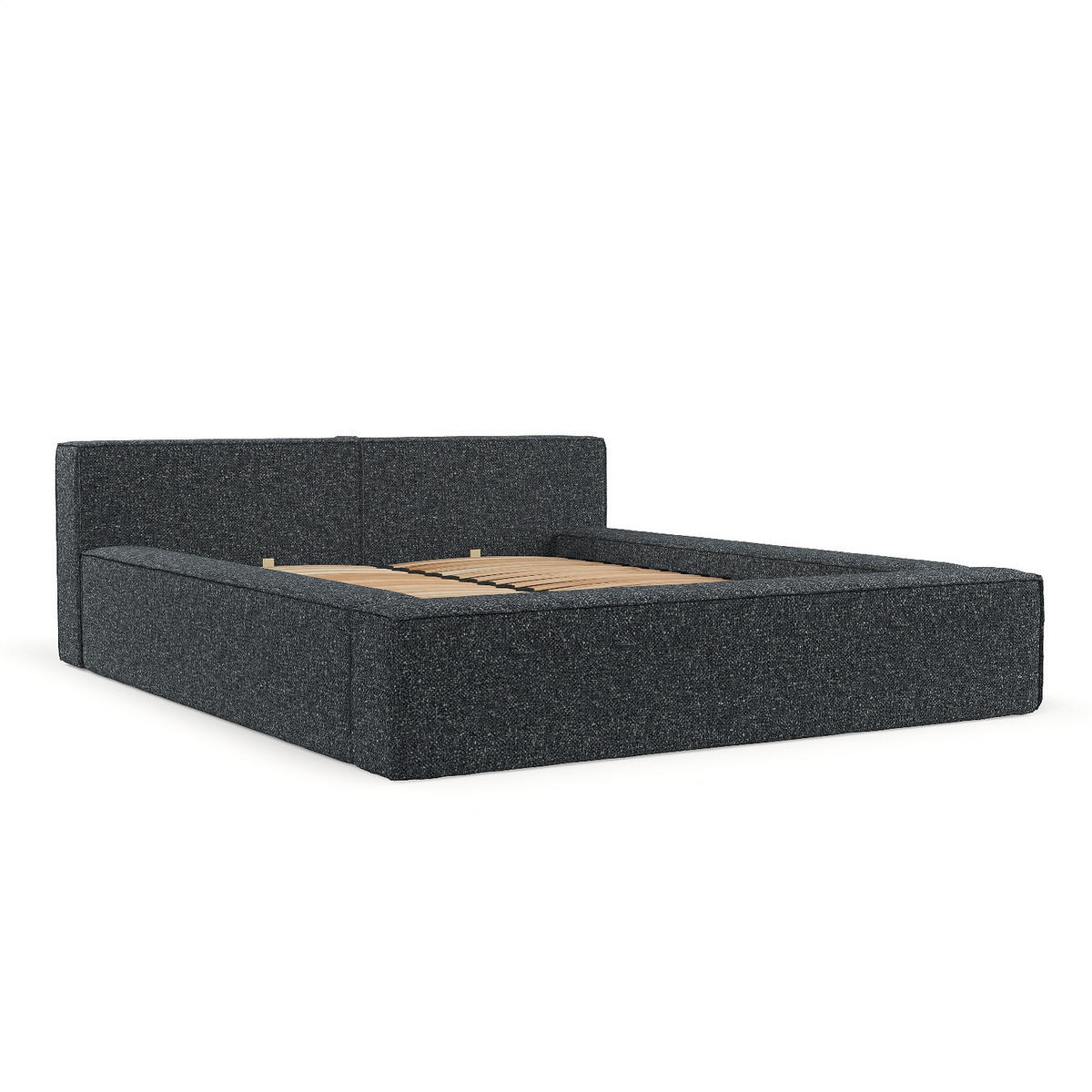POLSTERBETT Casto mit Stauraum 140/200 cm Grau im Blur Stoff - Schwarz/Naturfarben, Holz/Holzwerkstoff (140/200cm) - AltaBeds