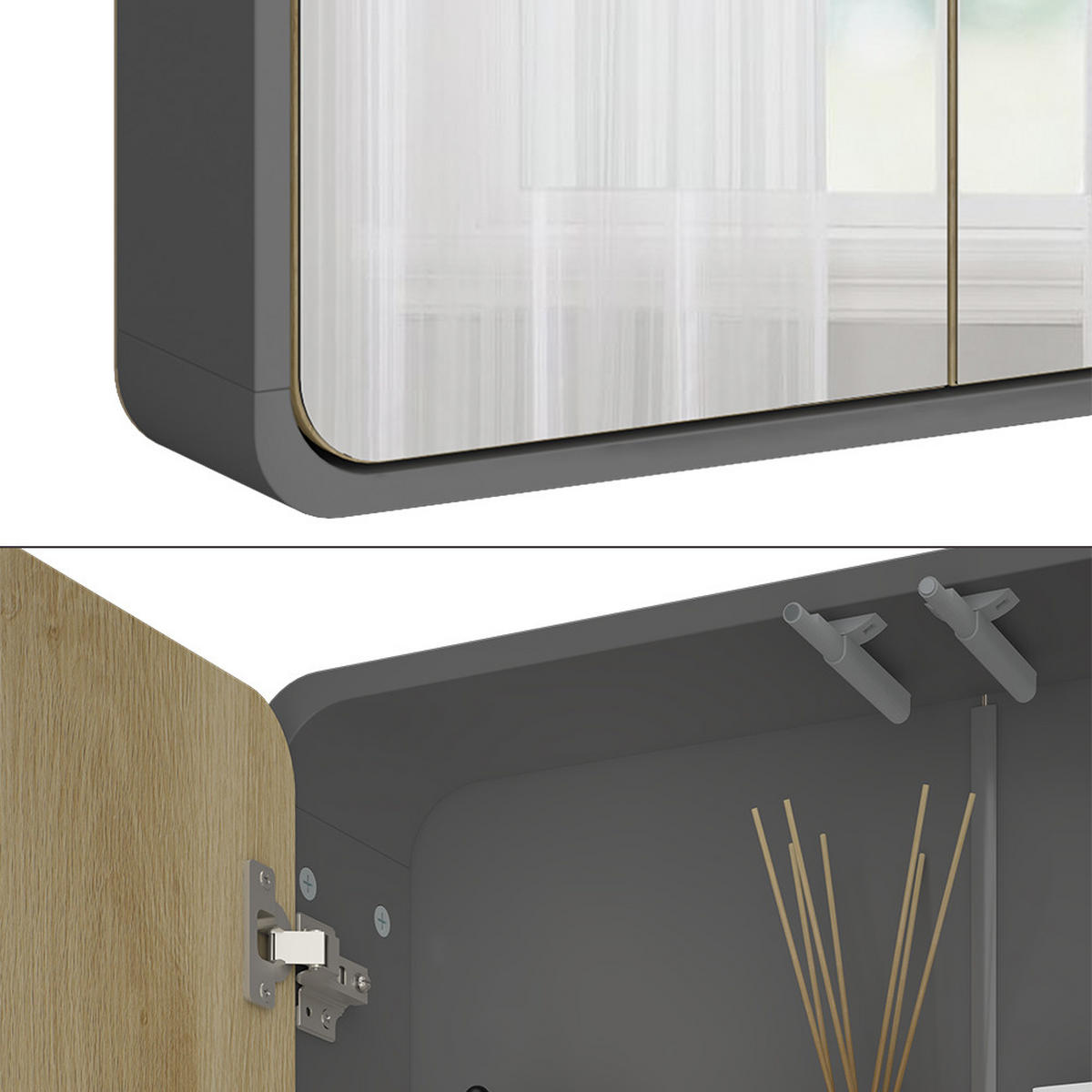 KOUPELNOVÁ ZRCADLOVÁ SKŘÍŇKA Arla Antracit - antracitová/barva dubu, kompozitní dřevo (60/60/12cm) - Vicco