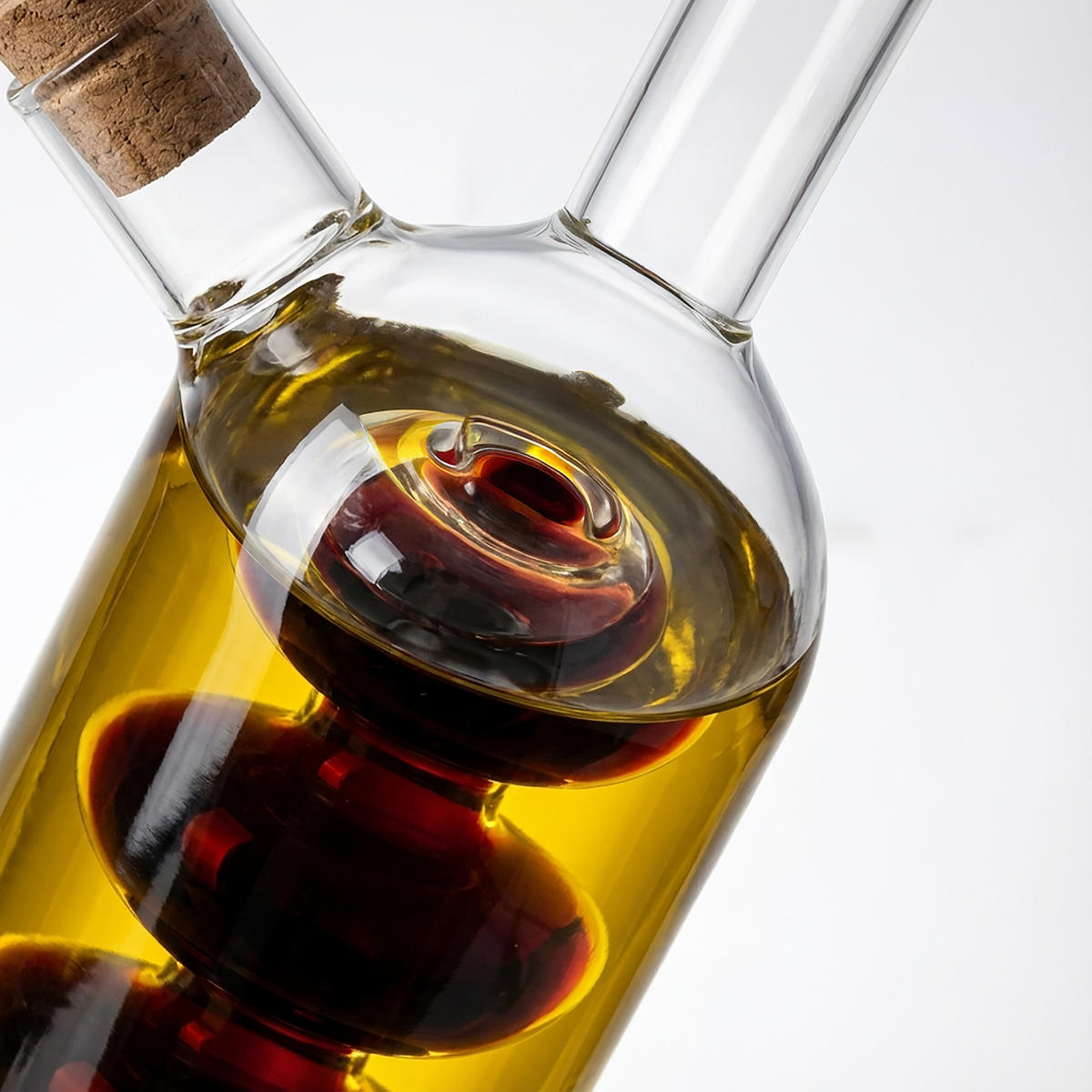 2XESSIG-ÖL-FLASCHEN - Transparent, Glas/Naturmaterialen (5.5/21/5.5cm) - Relaxdays