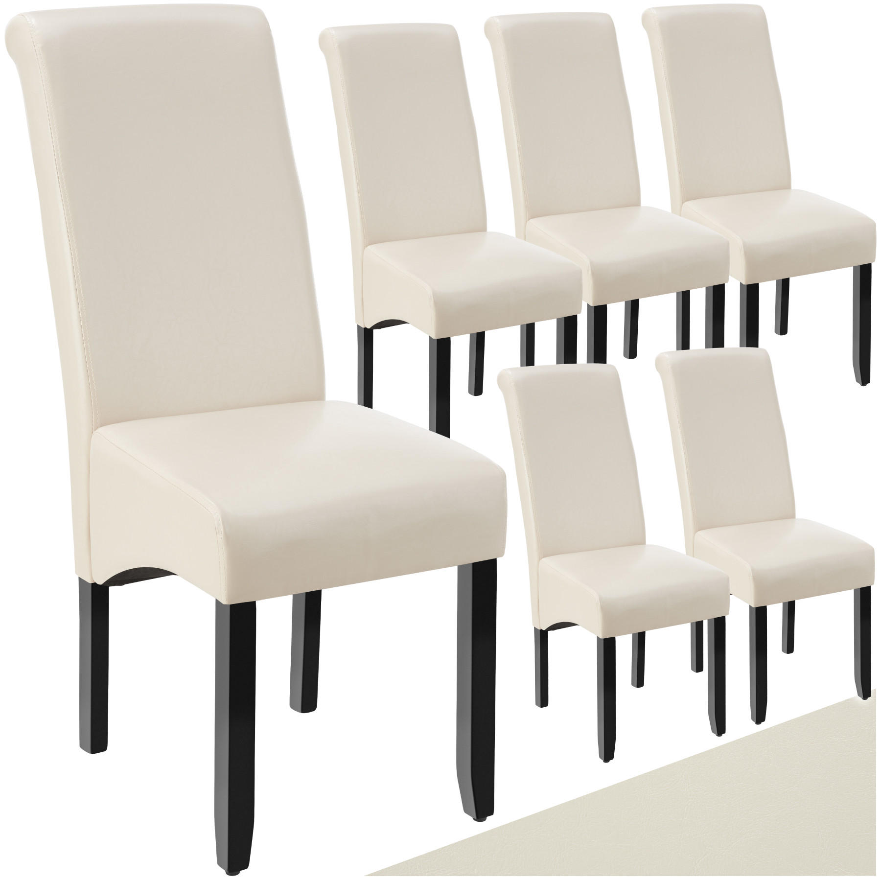 ESSZIMMERSTUHL 6er Set 44 x 63 x 106 cm creme - Creme, Textil (44/106/45cm) - tectake