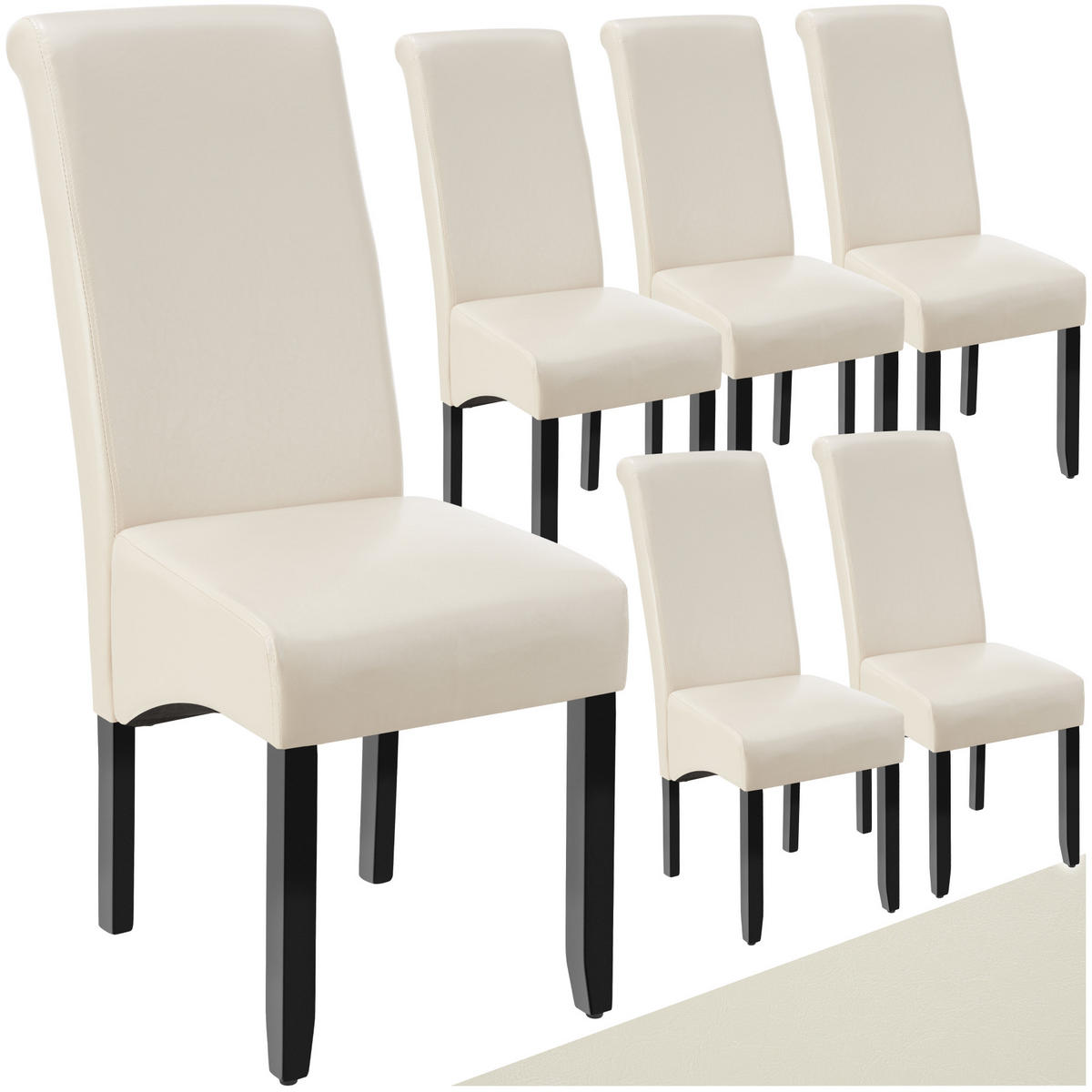 ESSZIMMERSTUHL 6er Set 44 x 63 x 106 cm creme - Creme, Textil (44/106/45cm) - tectake