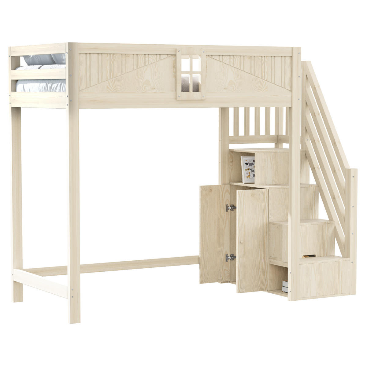 HOCHBETT 90/200 cm natur aus Massivholz mit Sicherheitsumrandung und austauschbarer Leiter - Naturfarben, Holzwerkstoff (90/200cm) - OKWISH