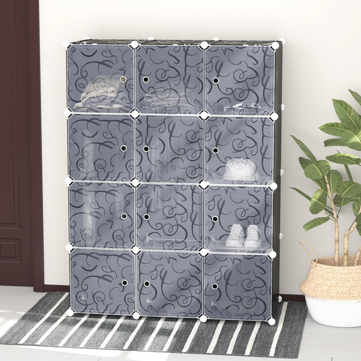 KLEIDERSCHRANK, Schwarz + Weiß - Schwarz, Kunststoff (47/145/111cm) - HOMCOM