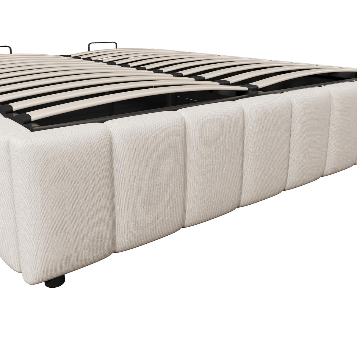 STAURAUMBETT 140/200 cm DE-04963, mit Hydraulik und ohne Kopfteil in Beige - Beige, Holzwerkstoff (140/200cm) - ComfortXL