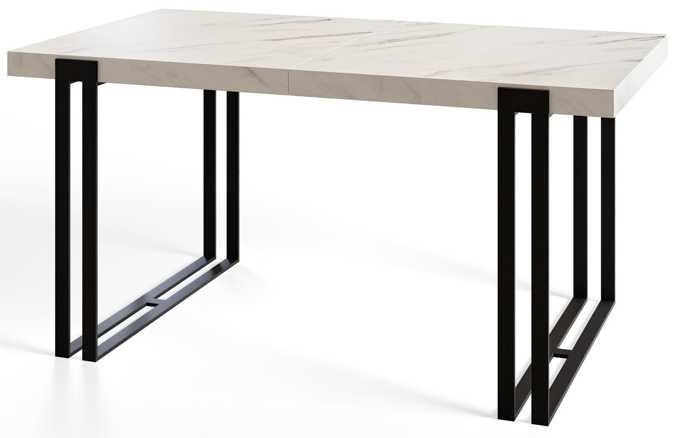 ESSZIMMERTISCH ROSA, ausziehbarer Tisch 160-260X90X77 cm, Farbe: MARMUR, mit Metallbeinen in Farbe Schwarz - Hellgrau/Schwarz, Holzwerkstoff (160/90/77cm) - Alpi-Möbel