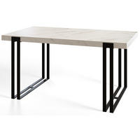 ESSZIMMERTISCH ROSA, ausziehbarer Tisch 140-240X80X77 cm, Farbe: MARMUR, mit Metallbeinen in Farbe Schwarz - Hellgrau/Schwarz, Holzwerkstoff (140/80/77cm) - Alpi-Möbel