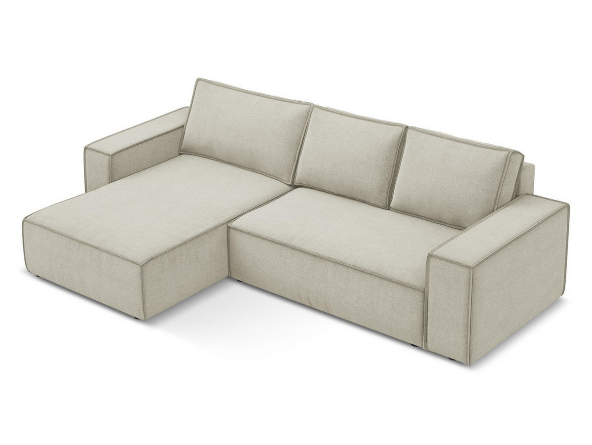 ECKSOFA mit Schlaffunktion Strukturstoff Stoff Beige - Beige/Creme, Kunststoff/Textil (185/290cm) - Makamii